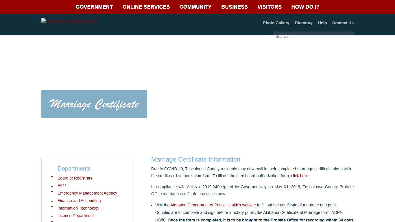 Marriage Certificate - Tuscaloosa County Alabama