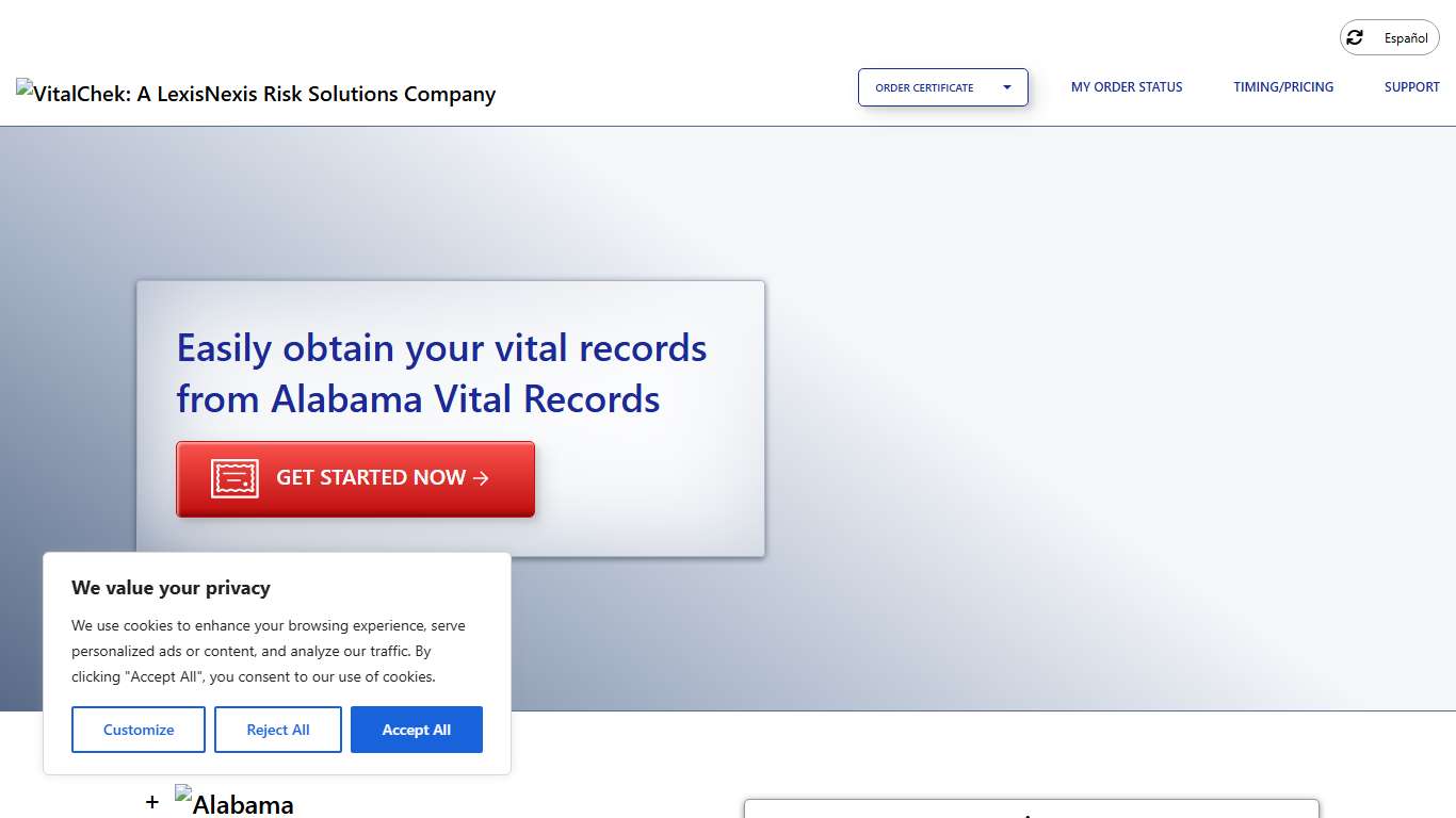 Alabama Vital Records (AL) Order Certificates - VitalChek